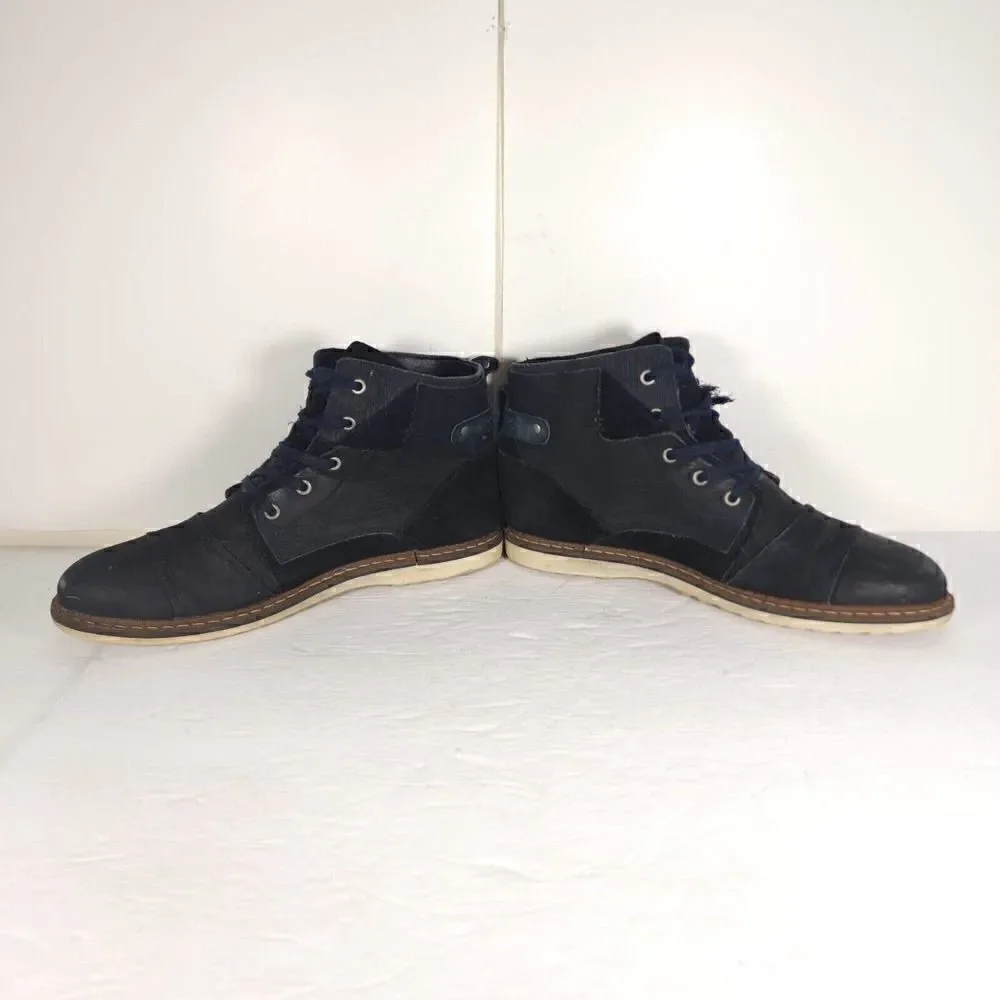 Freebird Men's Fisk US12 Blue Navy Leather Lace-Up Ankle Chukka Boots